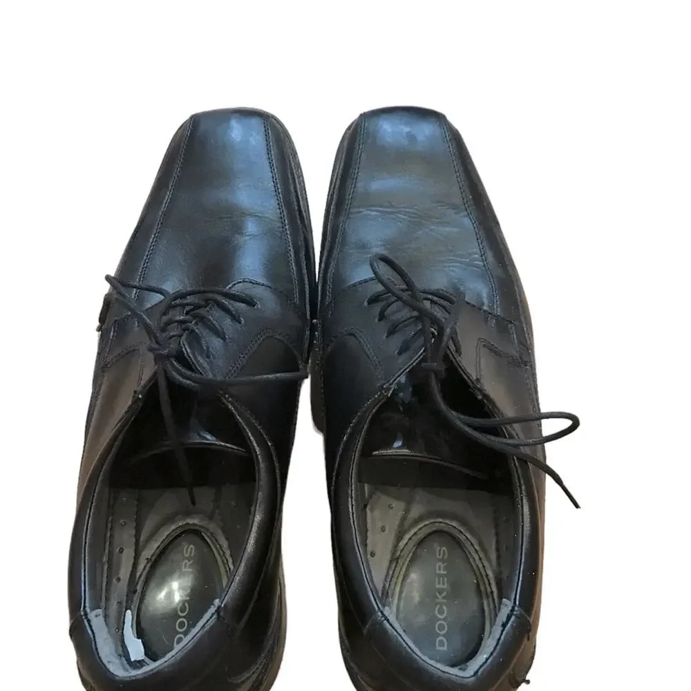 Dockers Mens Loafers Black Leather Brigade Slip Resistant Memory insole